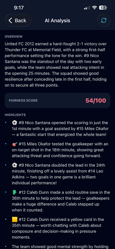 AI-powered post-game coaching analysis